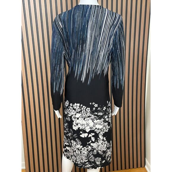 BCBGmaxazria Adele Women's Dress Wrap Stretch Lightweight L Black Floral - Picture 2 of 9